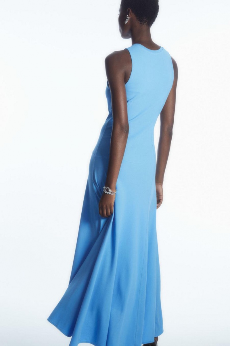 COS Ujjatlan Dropped-waist Maxi Ruha Női Világos Kék | APW-873650