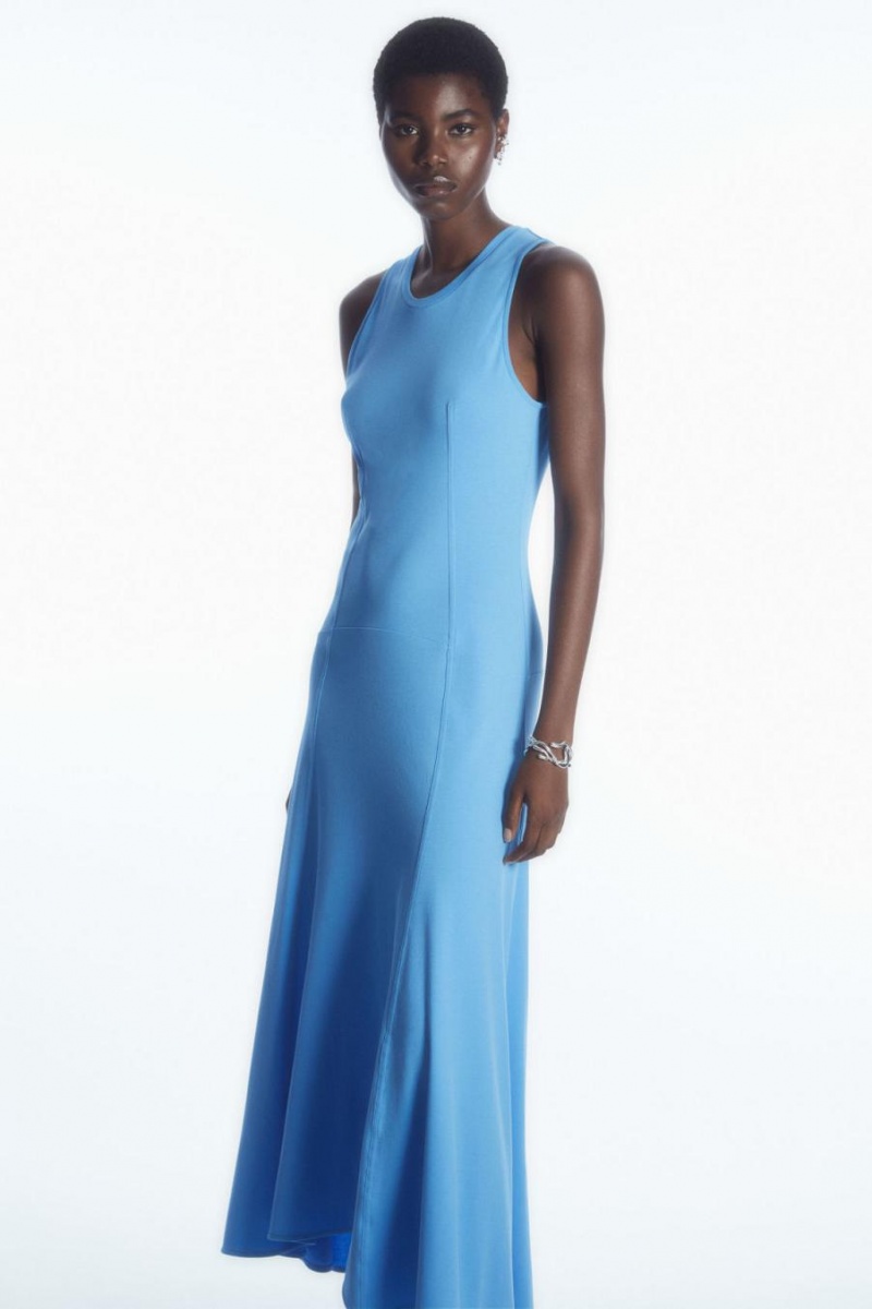 COS Ujjatlan Dropped-waist Maxi Ruha Női Világos Kék | APW-873650