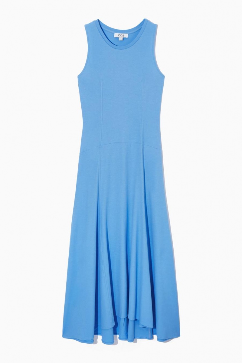 COS Ujjatlan Dropped-waist Maxi Ruha Női Világos Kék | APW-873650