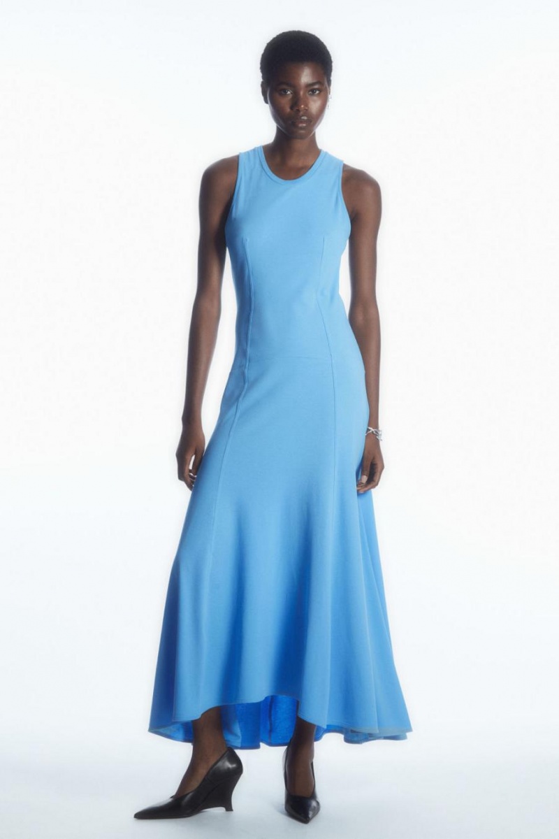 COS Ujjatlan Dropped-waist Maxi Ruha Női Világos Kék | APW-873650