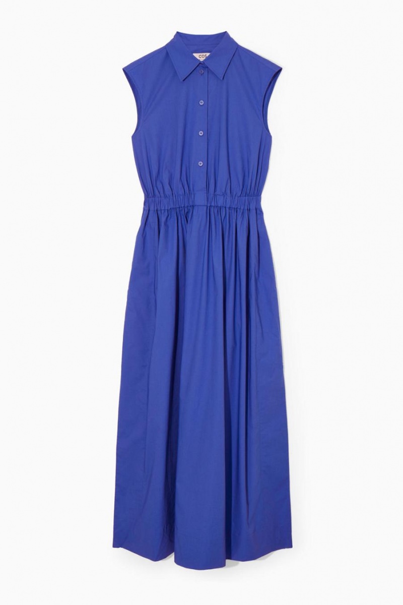 COS Ujjatlan Midi Shirt Ruha Női Világos Kék | LPH-537289