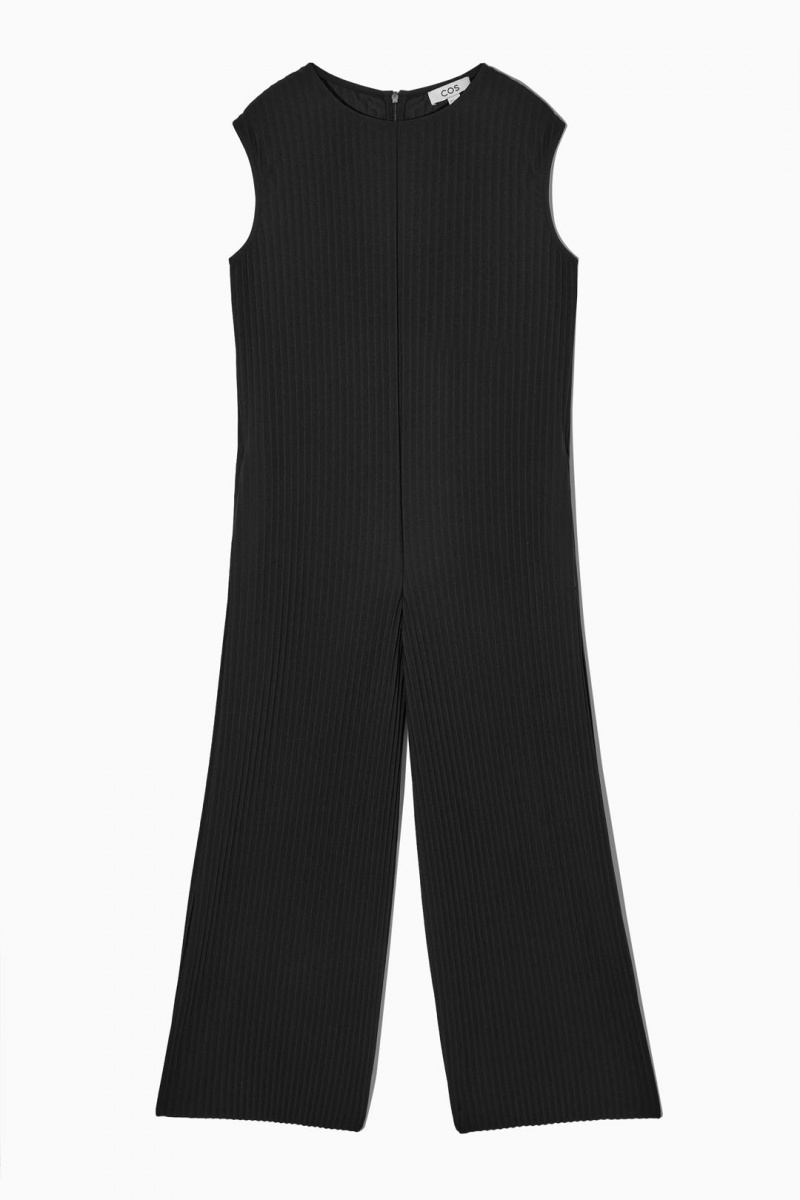 COS Ujjatlan Redőzött Széles Cipő-leg Jumpsuit Női Fekete | TNI-074312