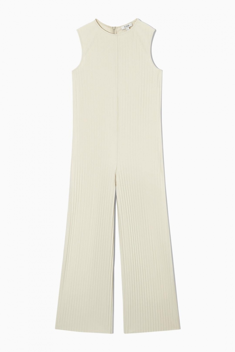 COS Ujjatlan Redőzött Széles Cipő-leg Jumpsuit Női Krém | POM-604832