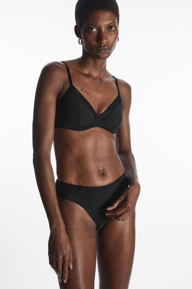 COS Underwired Mesh-panelled Melltartó Női Fekete | LQW-584136