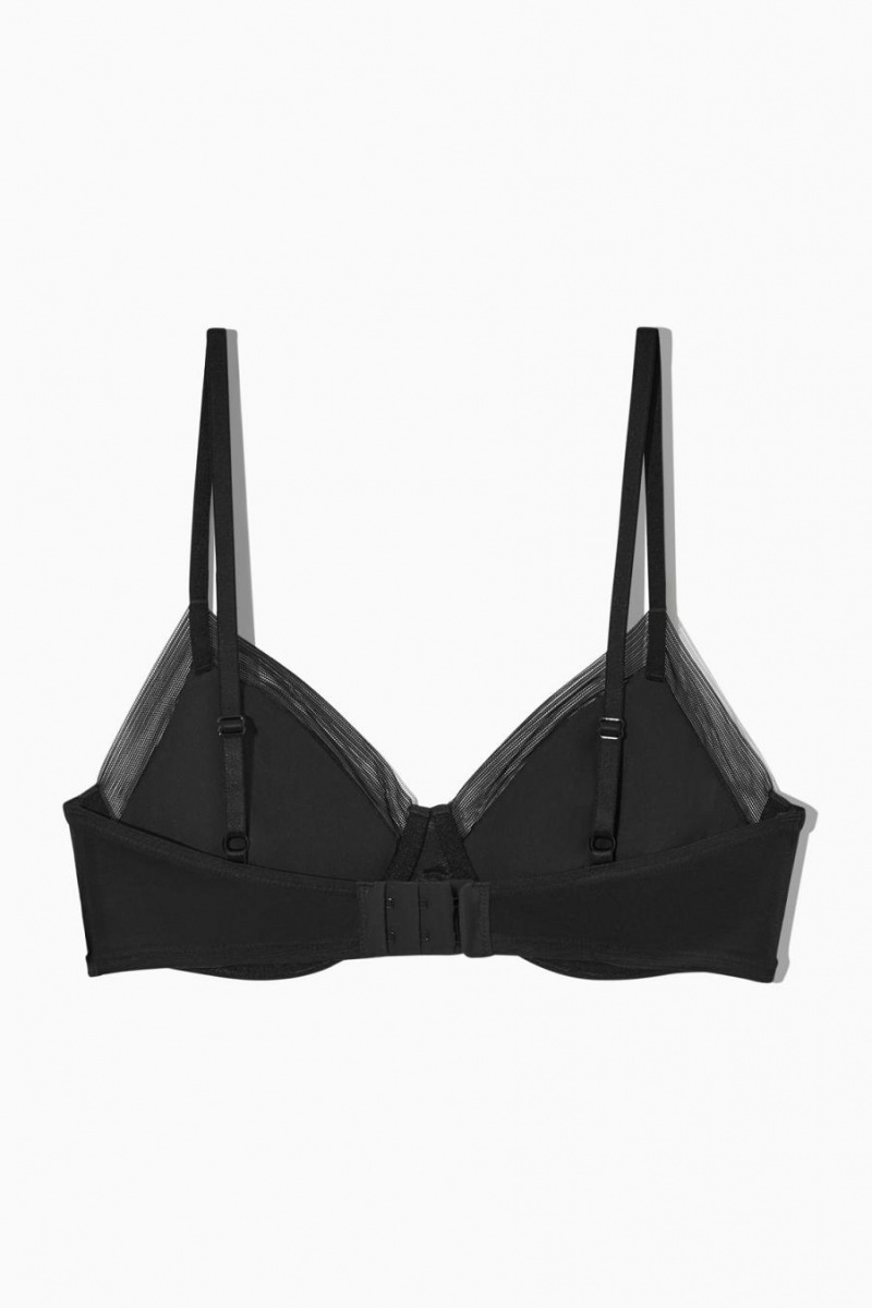 COS Underwired Mesh-panelled Melltartó Női Fekete | LQW-584136