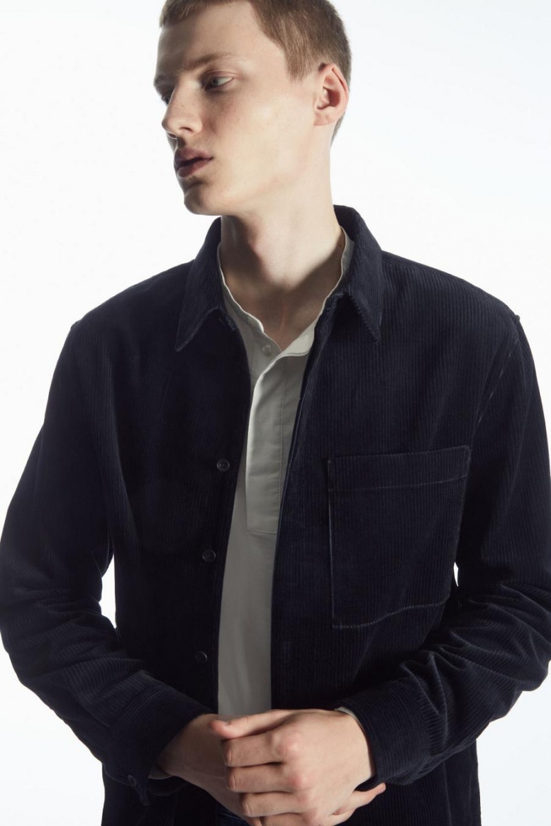 COS Utility-style Corduroy Ing Férfi Sötétkék | NZD-560248
