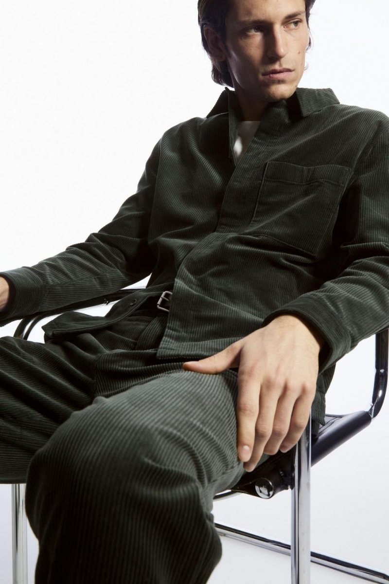 COS Utility-style Corduroy Ing Férfi Sötétzöld | CJH-946583