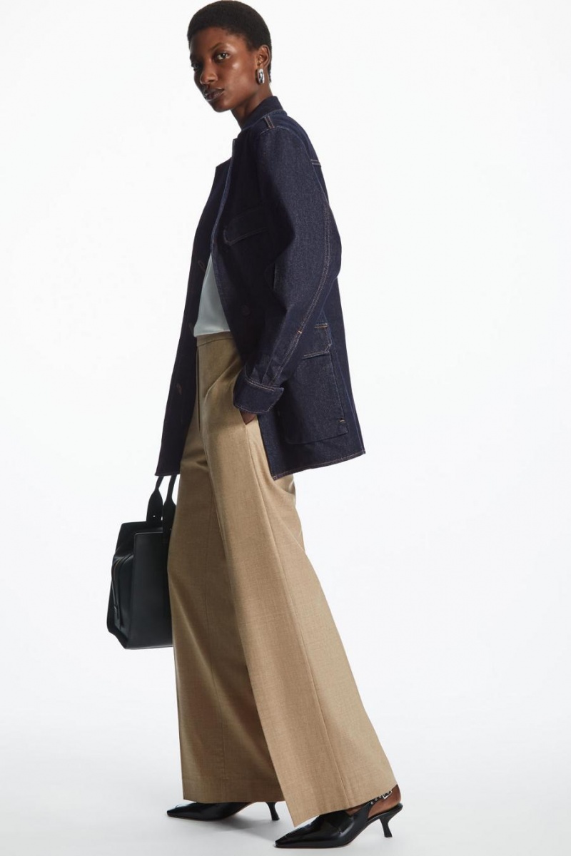 COS Utility-style Denim Kabát Női Sötétkék | DLS-706214