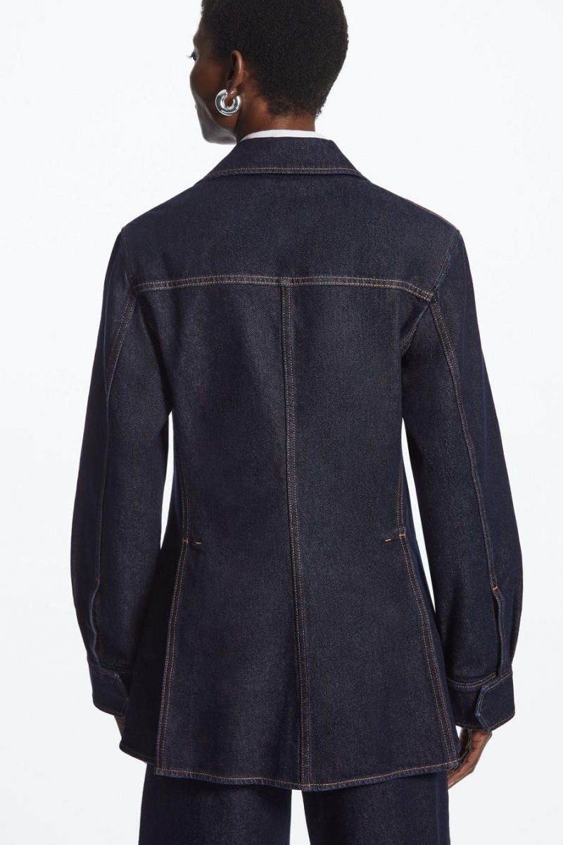 COS Utility-style Denim Kabát Női Sötétkék | DLS-706214