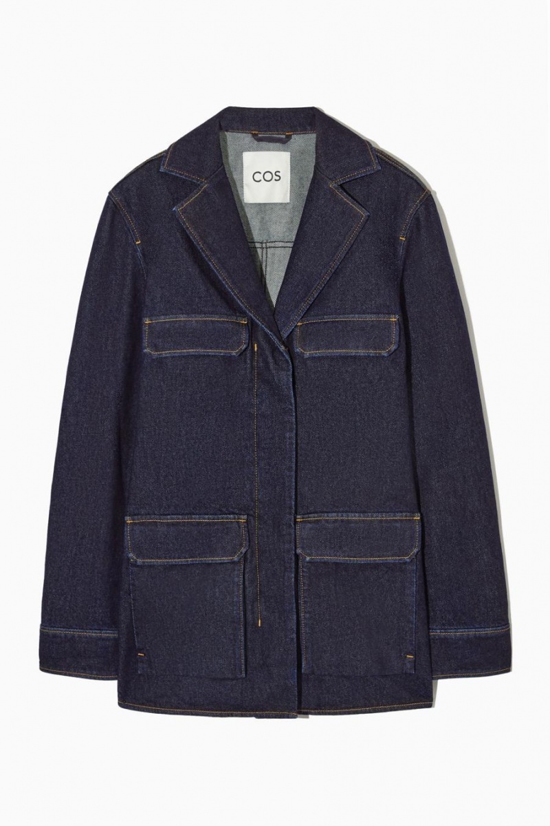 COS Utility-style Denim Kabát Női Sötétkék | DLS-706214