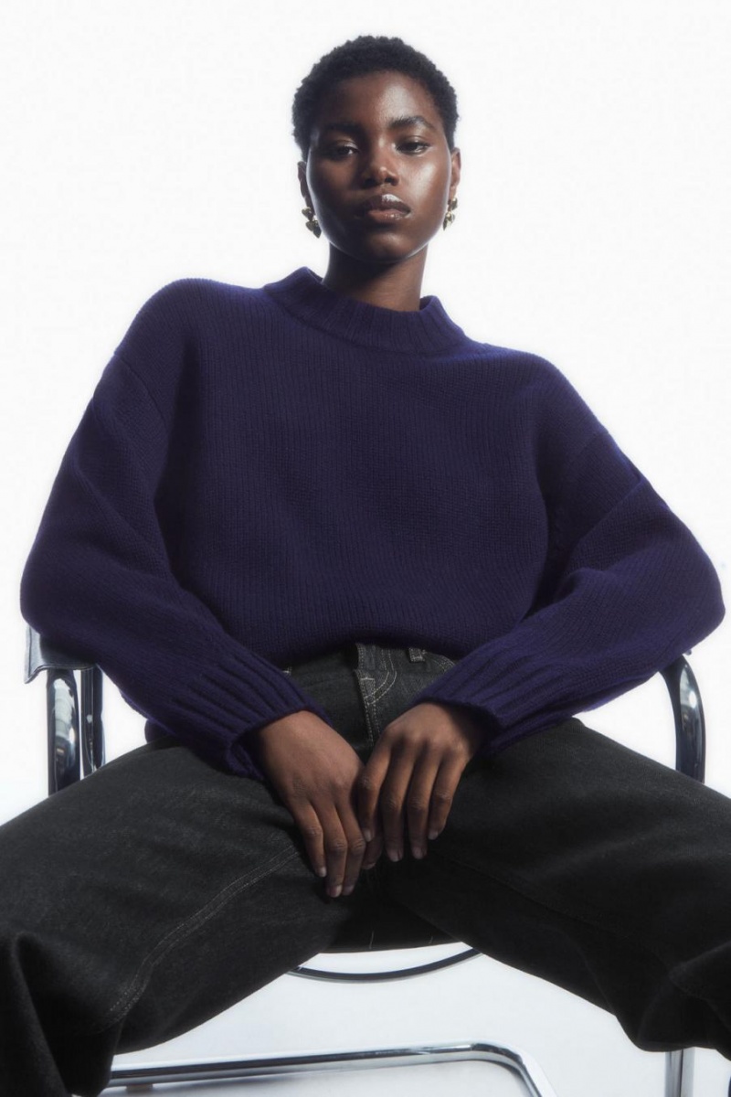 COS Vaskos Pure Cashmere Crew-neck Jumpers Női Sötétkék | ZXW-704592
