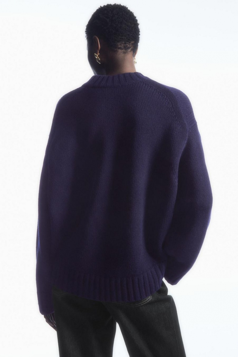 COS Vaskos Pure Cashmere Crew-neck Jumpers Női Sötétkék | ZXW-704592