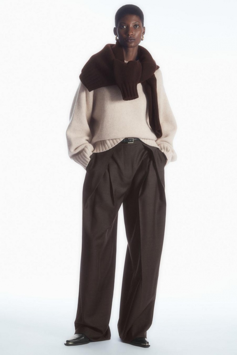 COS Vaskos Pure Cashmere Crew-neck Jumpers Női Krém | BYM-382964