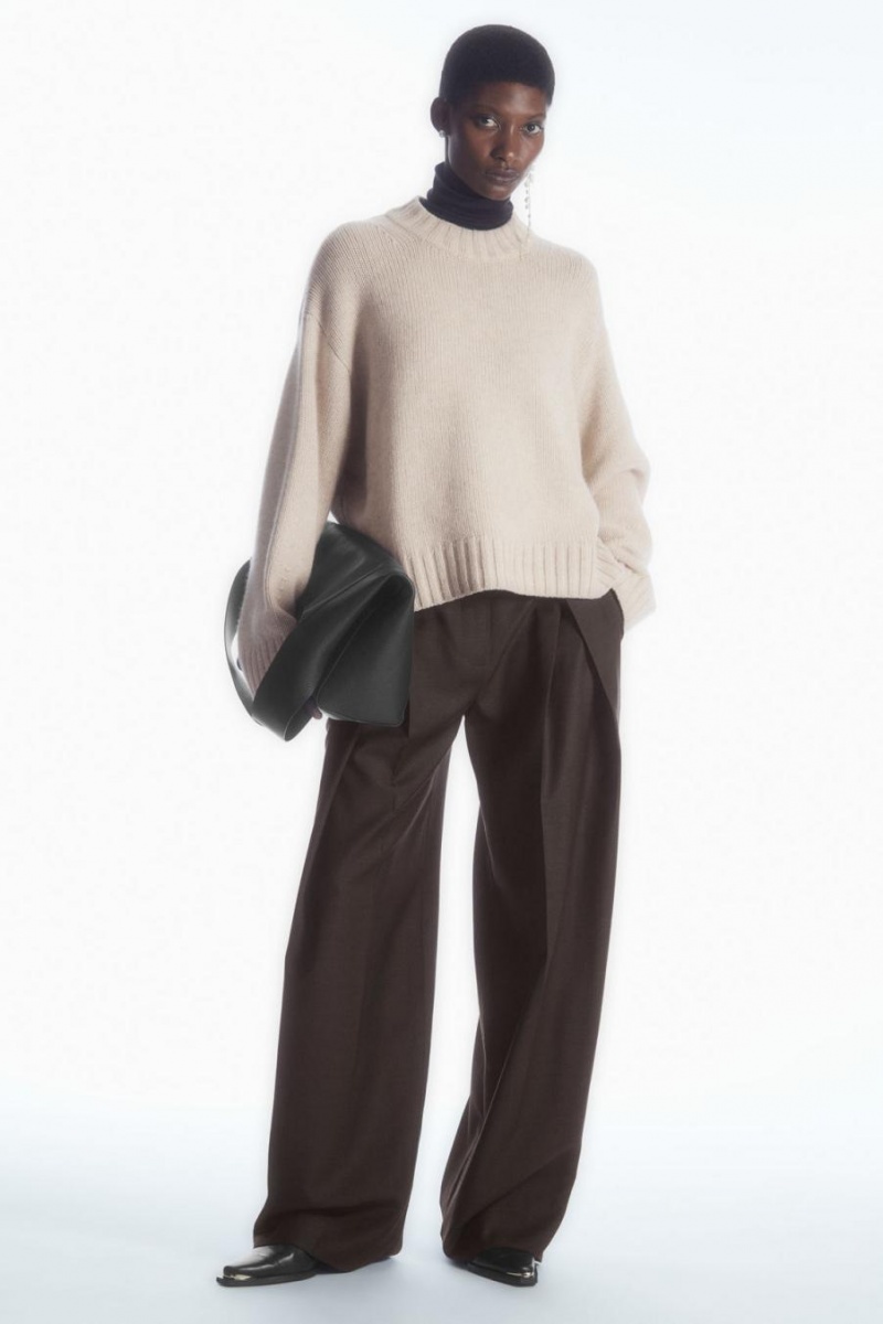COS Vaskos Pure Cashmere Crew-neck Jumpers Női Krém | BYM-382964