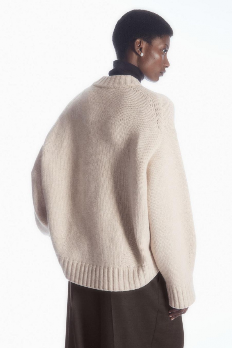 COS Vaskos Pure Cashmere Crew-neck Jumpers Női Krém | BYM-382964