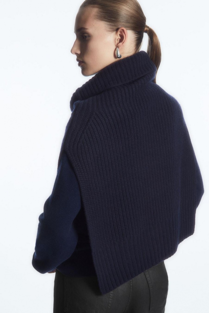 COS Vaskos Pure Cashmere Open-side Mellény Női Sötétkék | HXM-673258