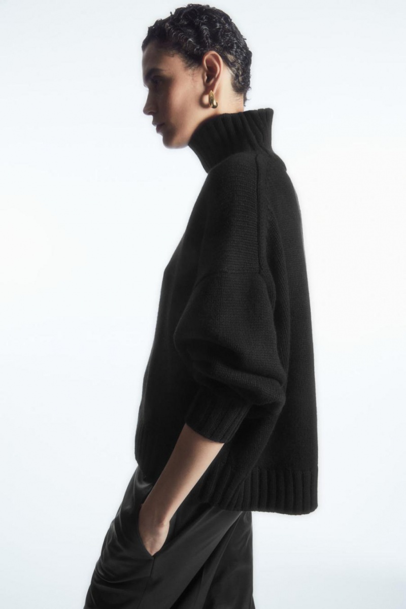 COS Vaskos Pure Cashmere Turtleneck Jumpers Női Fekete | NVR-823710