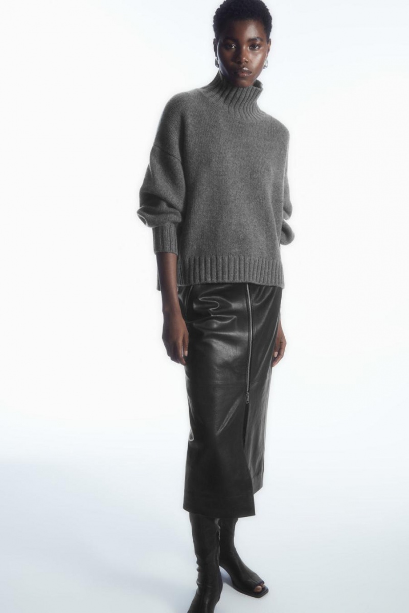 COS Vaskos Pure Cashmere Turtleneck Jumpers Női Sötétszürke | EKV-982047
