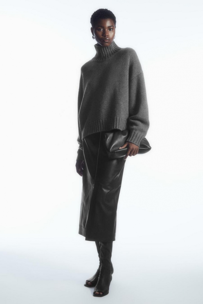 COS Vaskos Pure Cashmere Turtleneck Jumpers Női Sötétszürke | EKV-982047