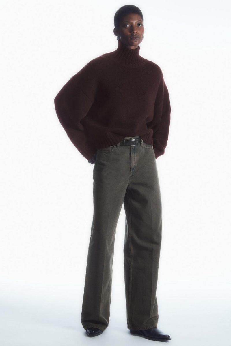 COS Vaskos Pure Cashmere Turtleneck Jumpers Női Sötétbarna | TSF-901376