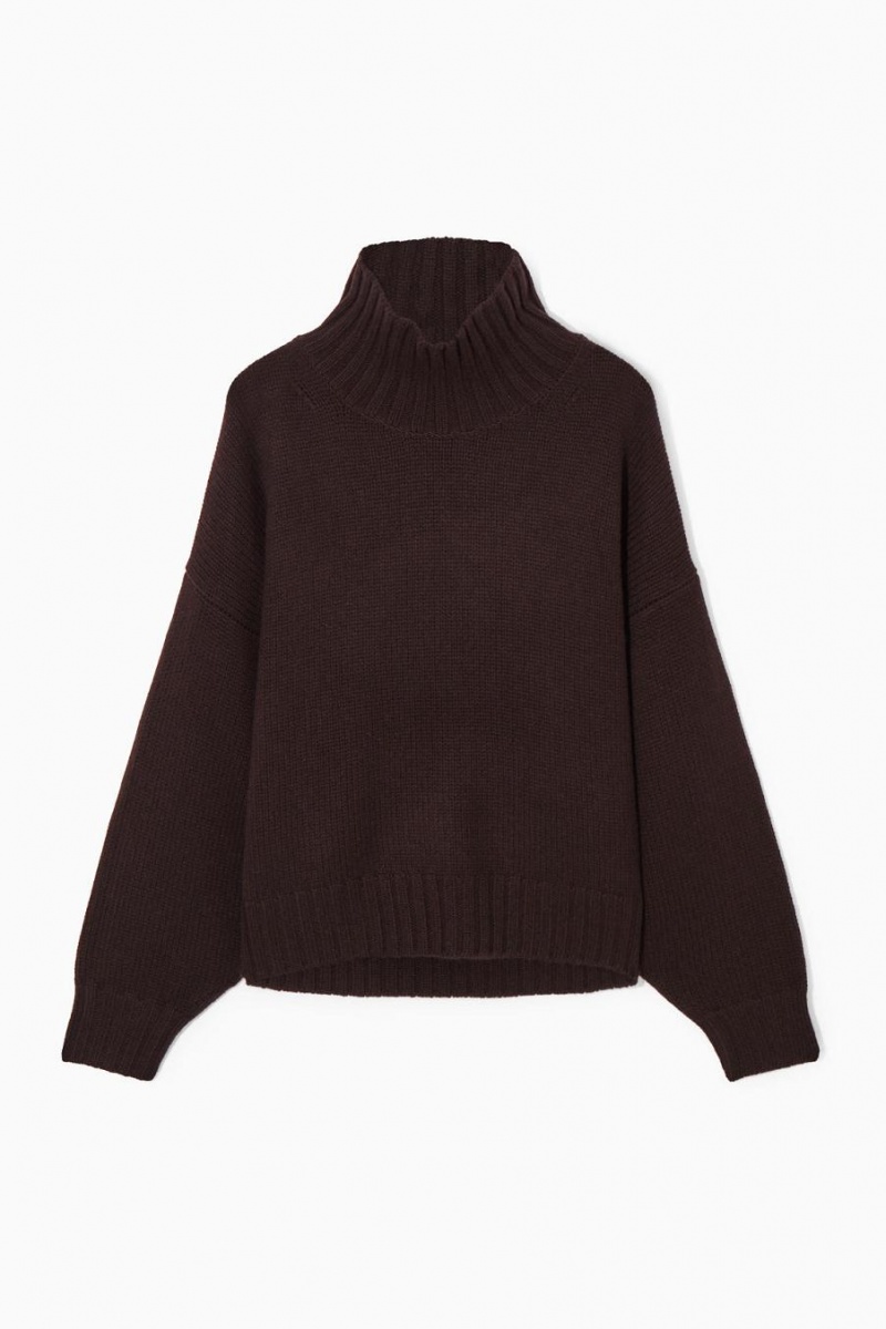 COS Vaskos Pure Cashmere Turtleneck Jumpers Női Sötétbarna | TSF-901376