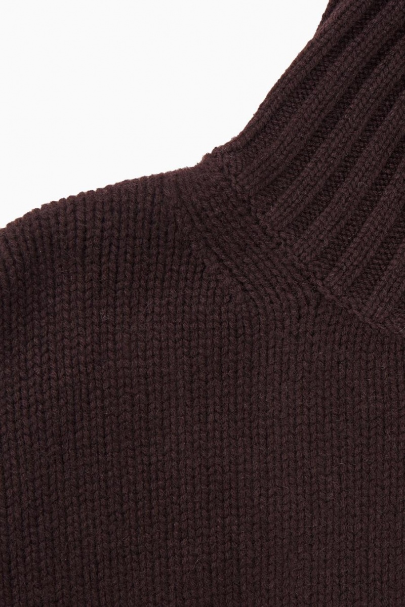 COS Vaskos Pure Cashmere Turtleneck Jumpers Női Sötétbarna | TSF-901376