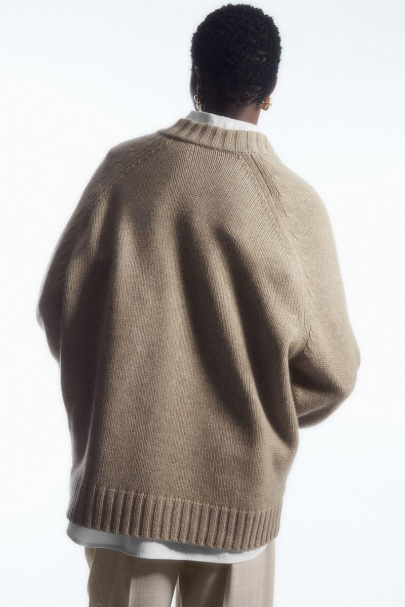 COS Vaskos Pure Cashmere V-neck Jumpers Női Bézs | FBZ-536701
