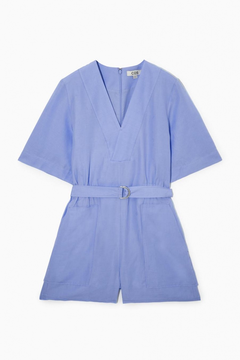 COS V-neck Belted Játszóruhák Női Világos Kék | FTQ-043796