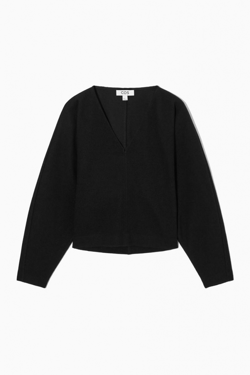 COS V-neck Boiled-wool Jumpers Női Fekete | LMQ-523167