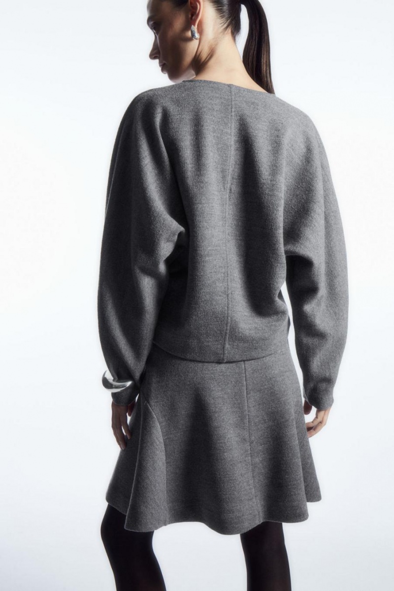 COS V-neck Boiled-wool Jumpers Női Szürke | PSJ-261748