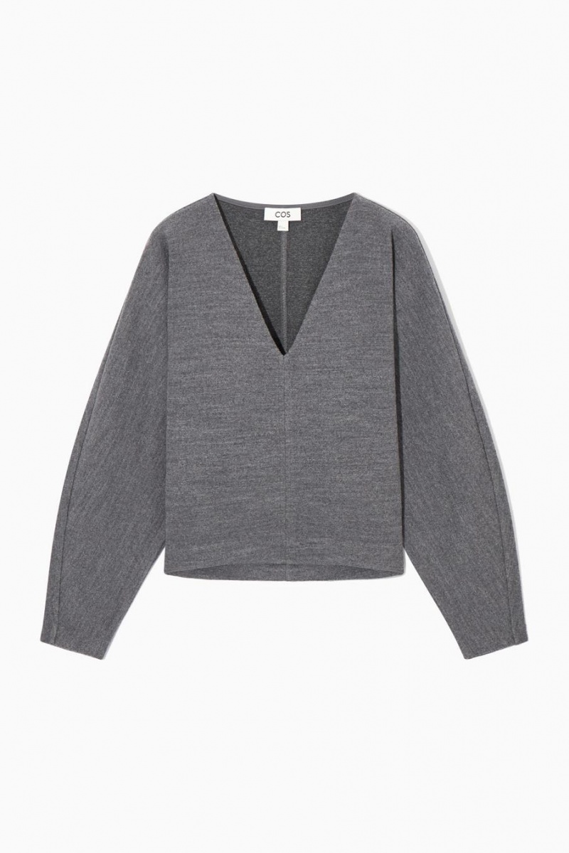 COS V-neck Boiled-wool Jumpers Női Szürke | PSJ-261748