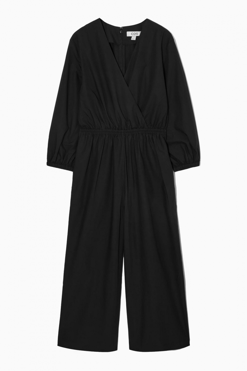 COS V-neck Culotte Jumpsuit Női Fekete | CME-713248