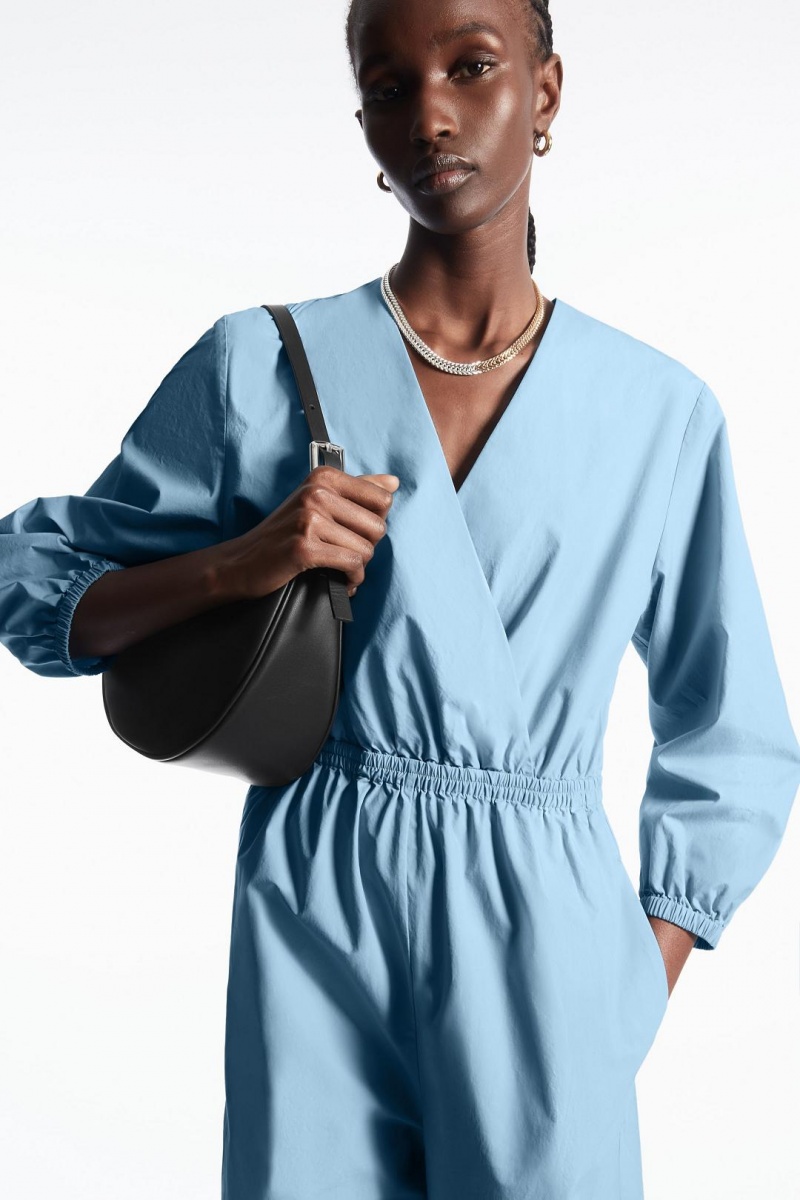 COS V-neck Culotte Jumpsuit Női Világos Kék | TEX-798460