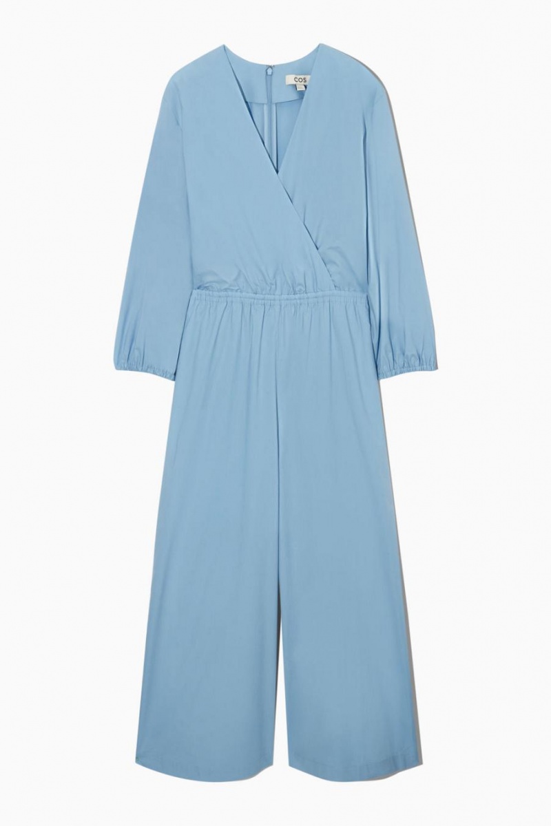 COS V-neck Culotte Jumpsuit Női Világos Kék | ULR-386421