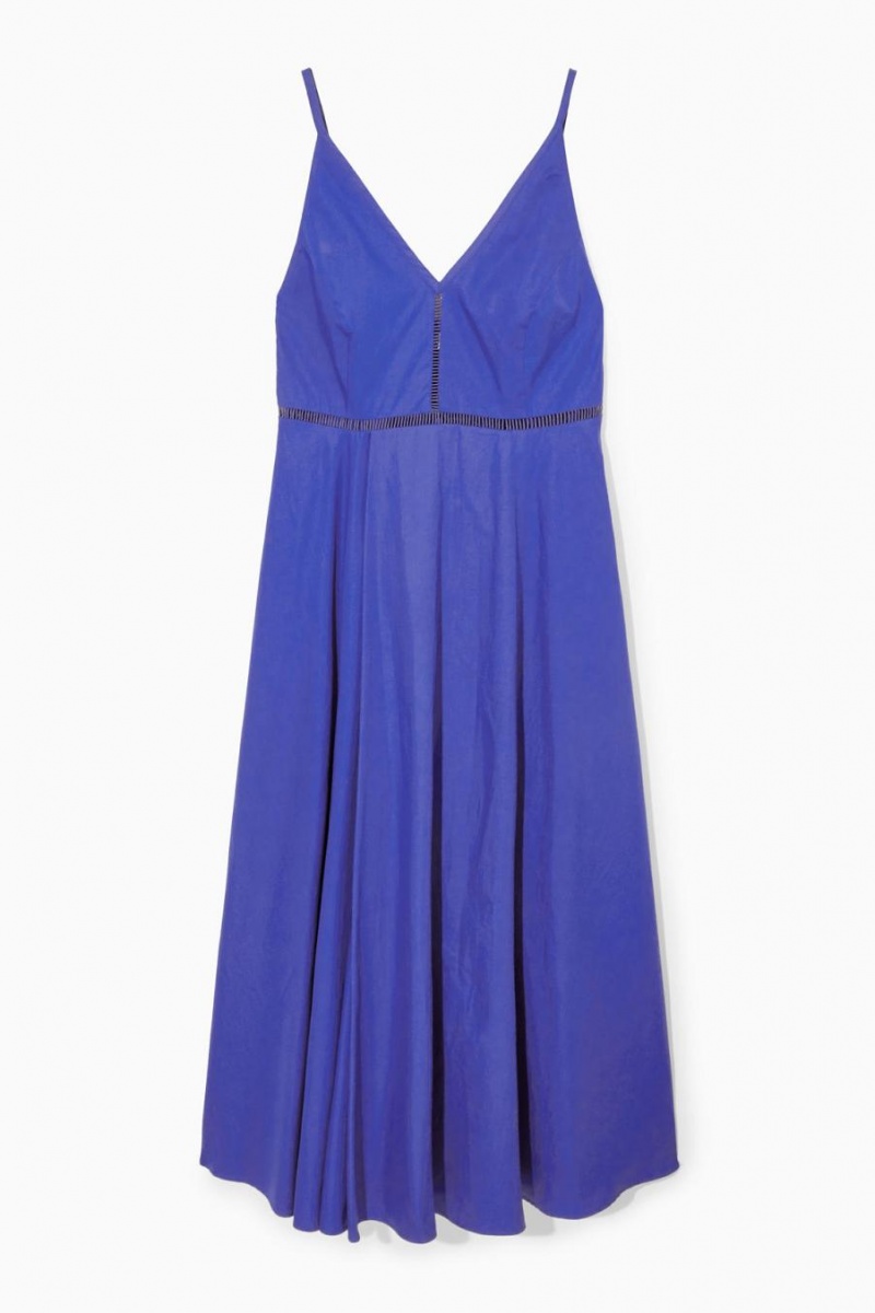 COS V-neck Midi Slip Ruha Női Kék | SIT-365019