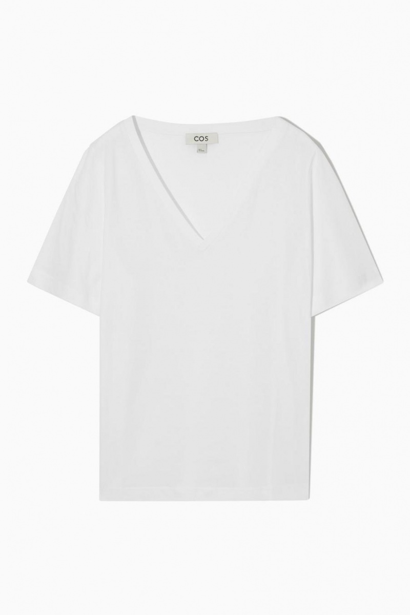 COS V-neck Póló Női Fehér | ZIO-423081