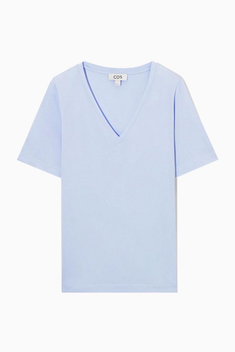 COS V-neck Póló Női Világos Kék | MJD-459078