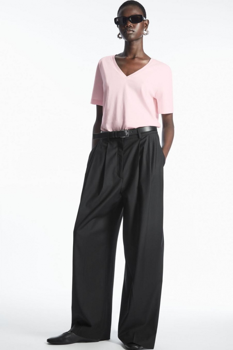 COS V-neck Póló Női Világos Rózsaszín | JUE-381279