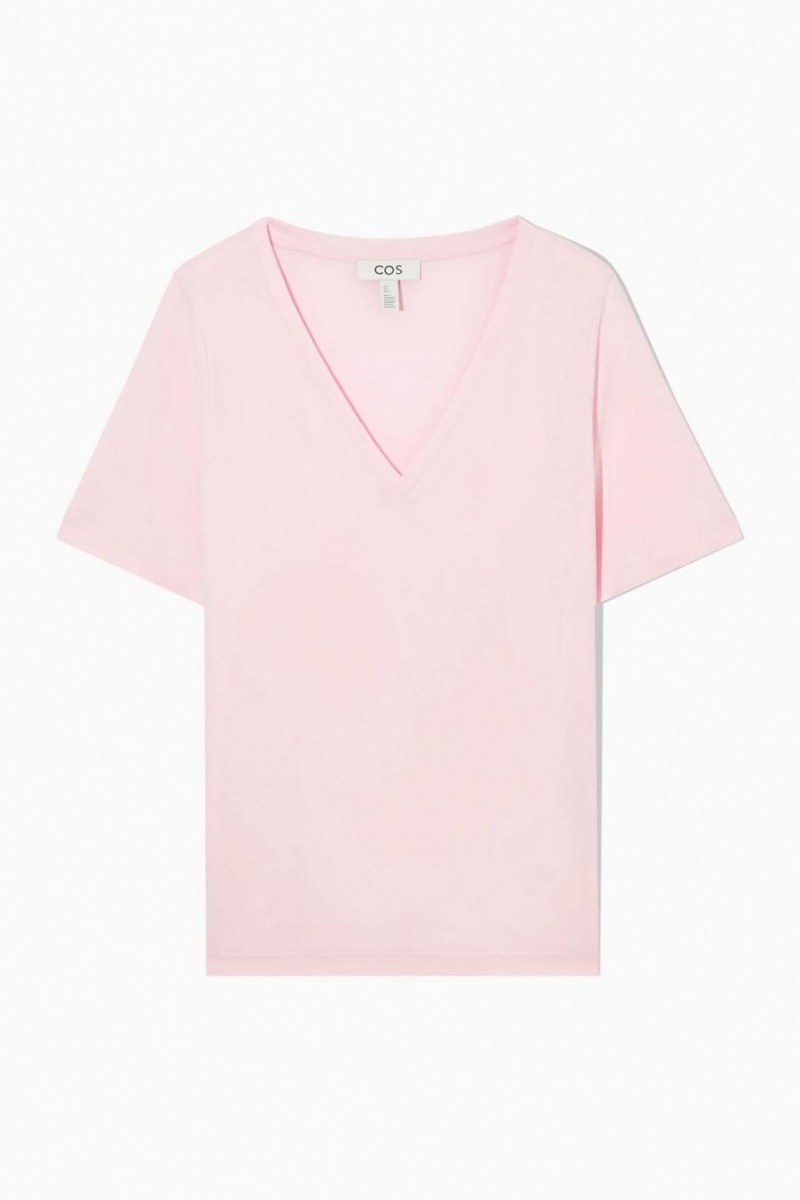 COS V-neck Póló Női Világos Rózsaszín | JUE-381279