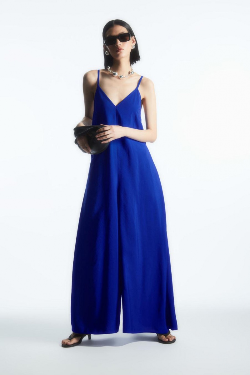 COS V-neck Széles Cipő-leg Jumpsuit Női Világos Kék | DLI-304158