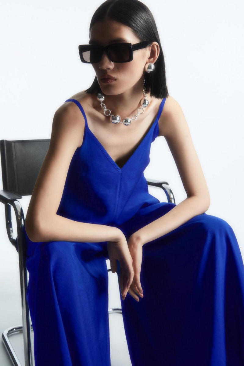 COS V-neck Széles Cipő-leg Jumpsuit Női Világos Kék | DLI-304158