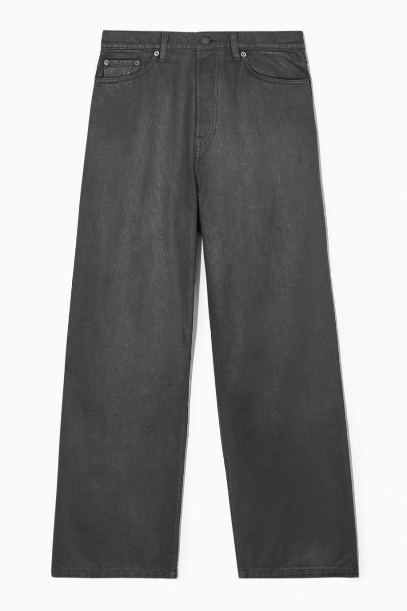 COS Volume Coated-denim - Széles Cipő Farmernadrág Női Fekete | VCK-945831