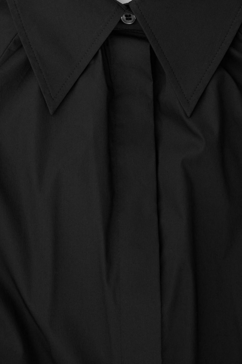 COS Voluminous Belted Midi Shirt Ruha Női Fekete | SLF-309147