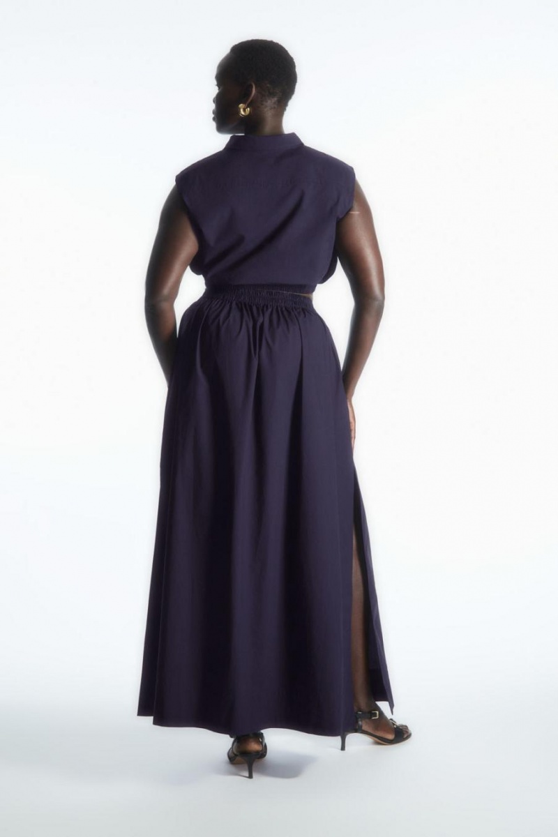 COS Voluminous Gathered Maxi Szoknya Női Sötétkék | SBA-971350