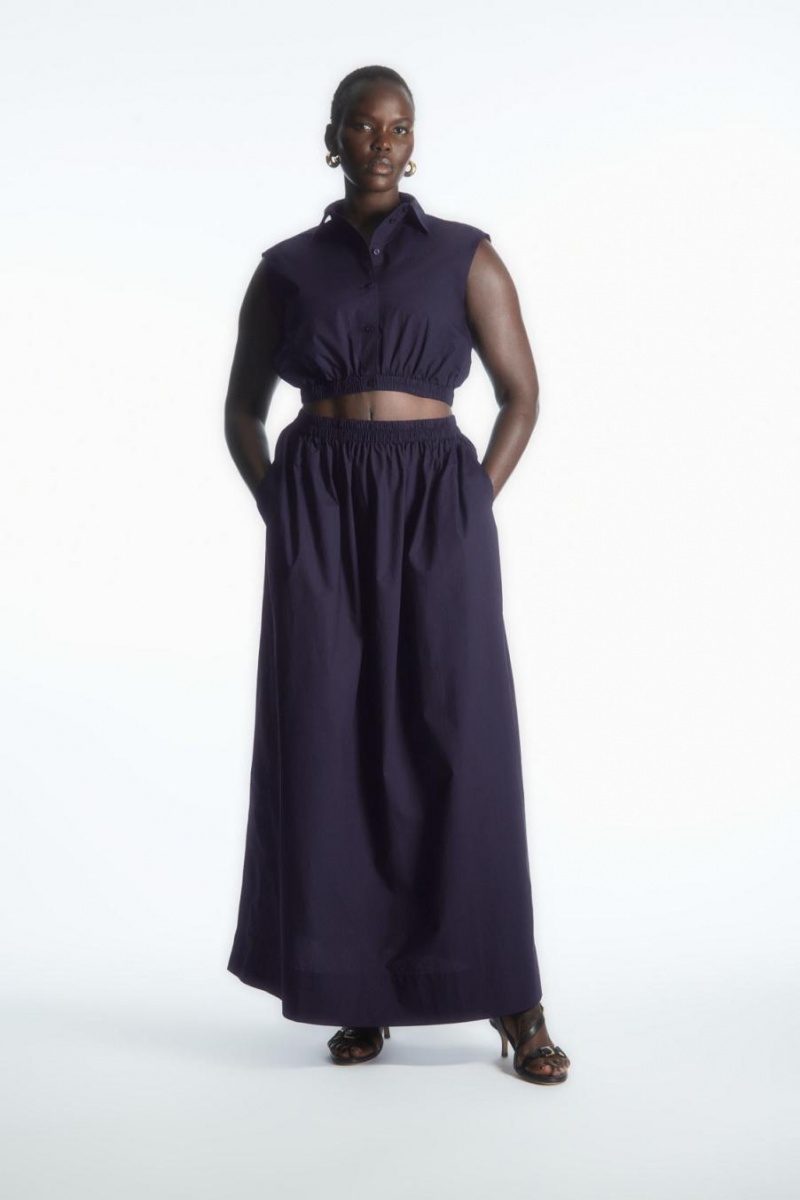 COS Voluminous Gathered Maxi Szoknya Női Sötétkék | SBA-971350