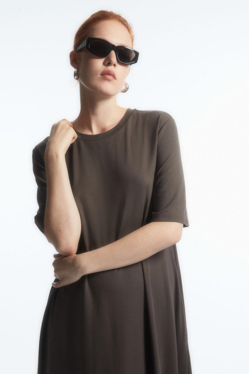 COS Voluminous Maxi T-shirt Ruha Női Barna | FMW-809426