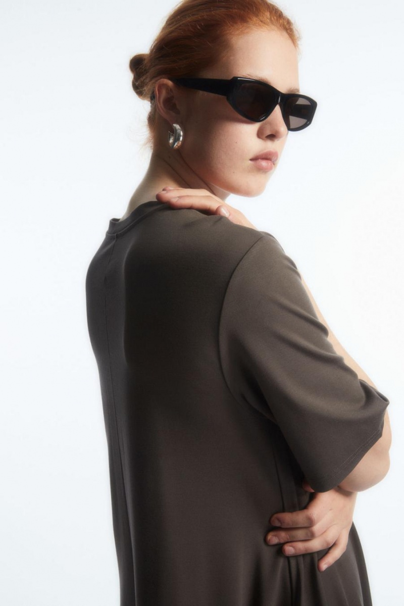 COS Voluminous Maxi T-shirt Ruha Női Barna | FMW-809426