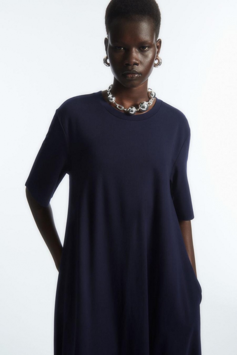 COS Voluminous Maxi T-shirt Ruha Női Sötétkék | SGF-132469