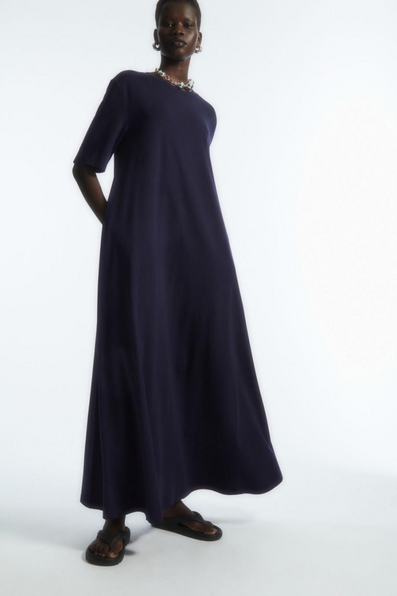 COS Voluminous Maxi T-shirt Ruha Női Sötétkék | SGF-132469