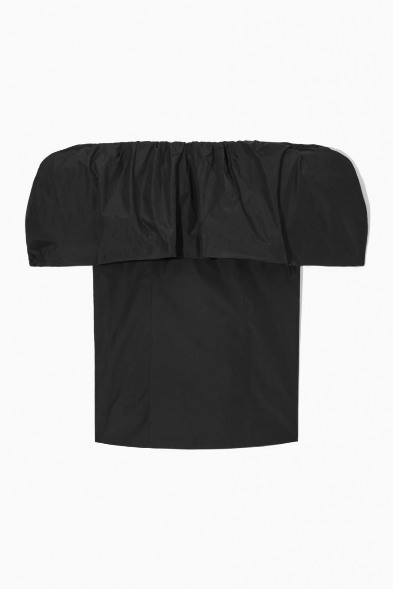 COS Voluminous Off-the-shoulder Felső Női Fekete | VTE-408375